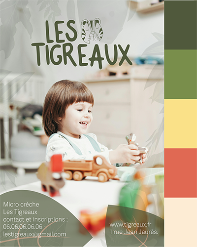 Supports de communication print pour crèche : affiches publicitaires et flyers par un graphiste à Toulouse